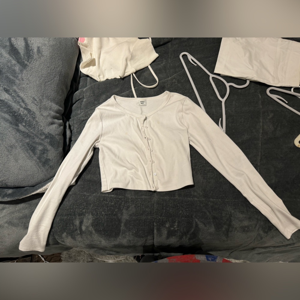 Sunday Best Aritzia White Cropped Cardigan